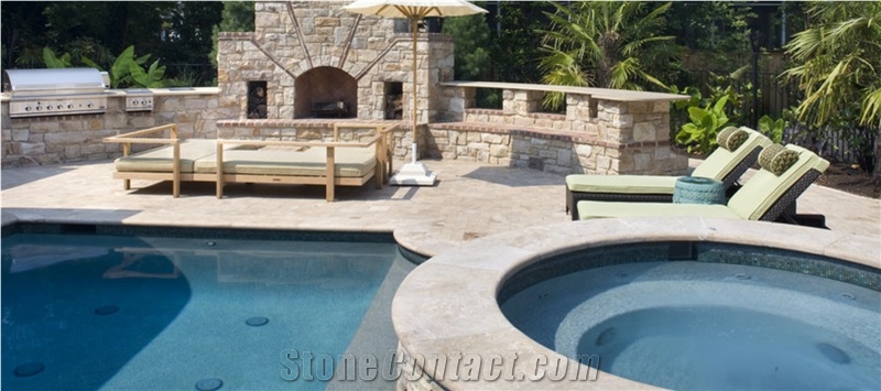Beige Travertine Pool Coping, Special Pool Coping