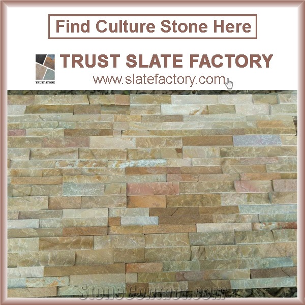 Beige Quartzite Ledgestone Colorsyellow Slate Stacked Stone Backsplash, Desert Quartzite Grey Ledgestone
