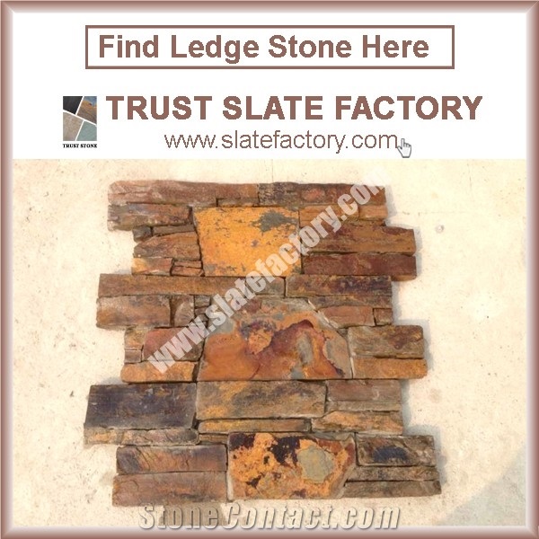 Cultured Stone Veneer, Slate Ledge Stone Walling,China Multicolor Slate Ledgestone