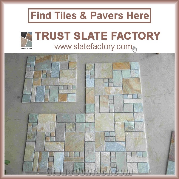 Yellow Mosaic with Stones, Beige Mosaic Stones Crafts, Himalaya Sheet Mosaic Tiles