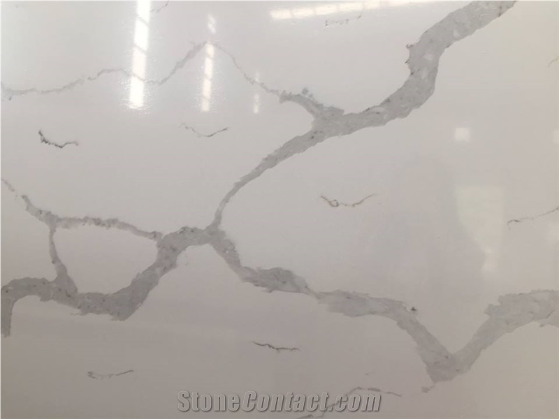 Bst Calacatta White Quartz Stone Slabs Mainly and Widely Used in Kitchen, Bathroom, Bar, School, Hospital and Other Public Place
