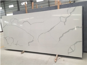 Bst Calacatta White Quartz Stone Slabs Mainly and Widely Used in Kitchen, Bathroom, Bar, School, Hospital and Other Public Place