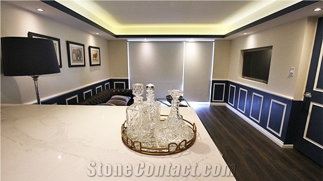 Bst Quartz Stone Slab for Pre-Fabricated Tops Customized Countertop Stylish Performance Of Veined Movement and Pattern