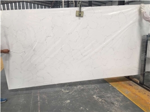 Carrara White Marble Like Artificial Quartz Slab for Kitchen Bathroom