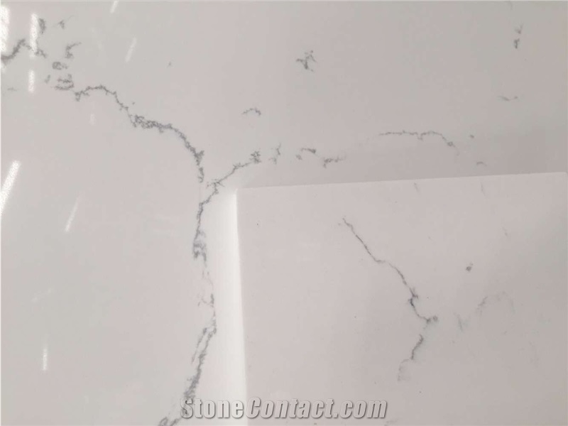 Carrara White Marble Like Artificial Quartz Slab for Kitchen Bathroom