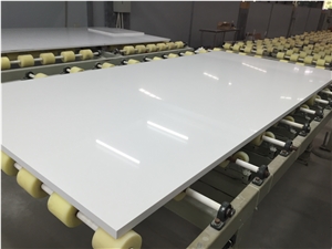 Fresh White with Small Mirror Dust Particle Quartz Stone Slab for Pre-Fabricated Tops Customized Countertop