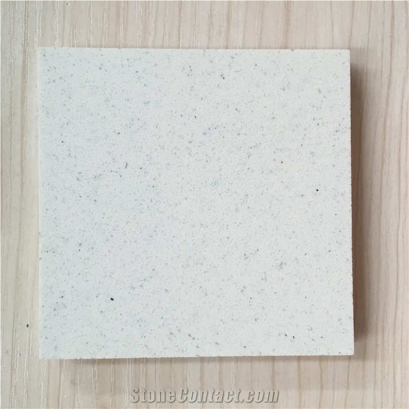 Fresh White with Small Mirror Dust Particle Quartz Stone Slab for Pre-Fabricated Tops Customized Countertop