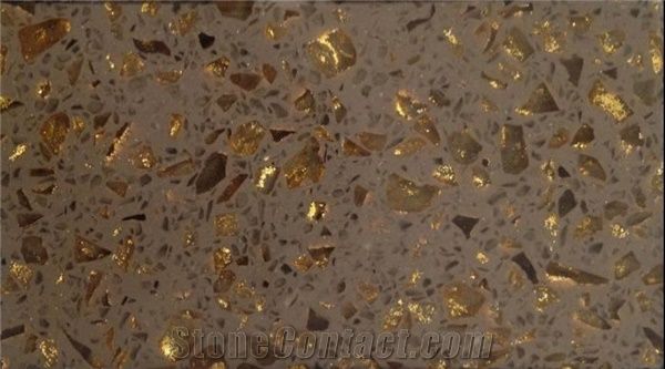 Golden Series Coffee Brown Artificial Quartz Stone Polished