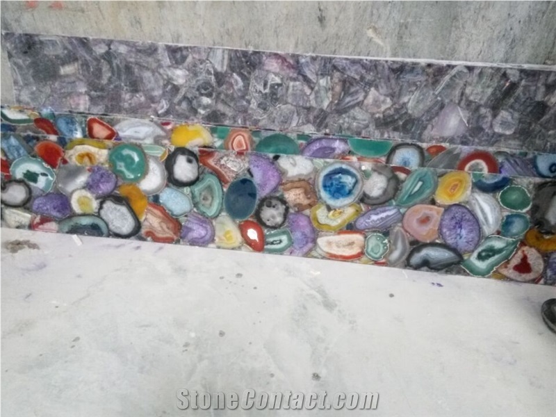 Large Colorful Agate Stone Tile for Interior Decoration,Yemeni Agate Slabs