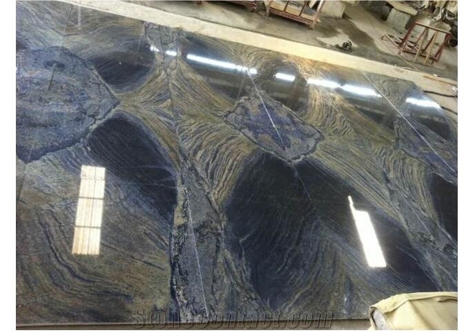 Book Matched Design Blue Azul Bahia Granite Tiles for Lobby or Wall Background