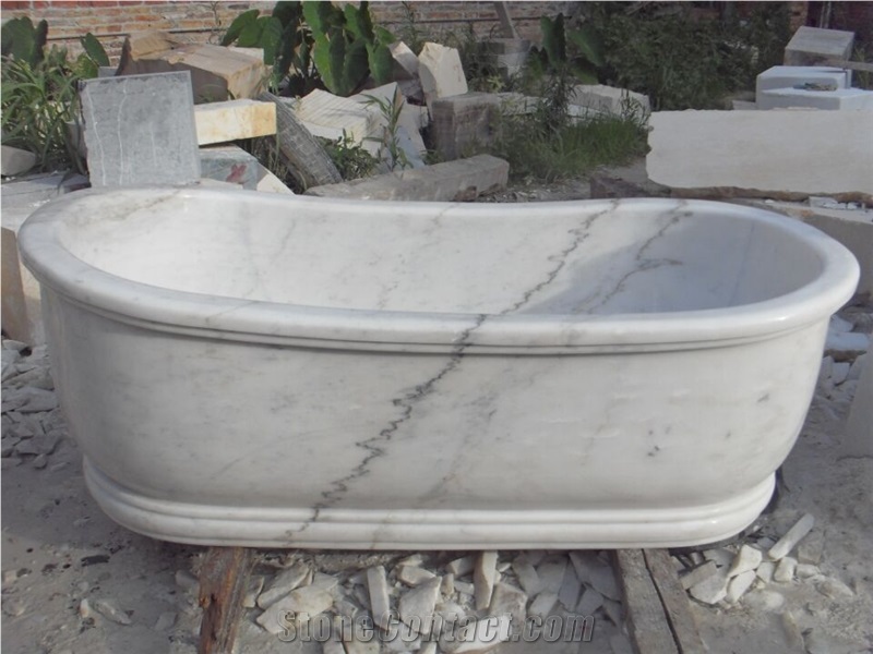 Cheap Guangxi White Marble Bathtub Design