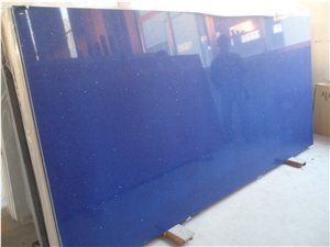 Dark Blue with Glass Artificial Quartz Stone Slabs