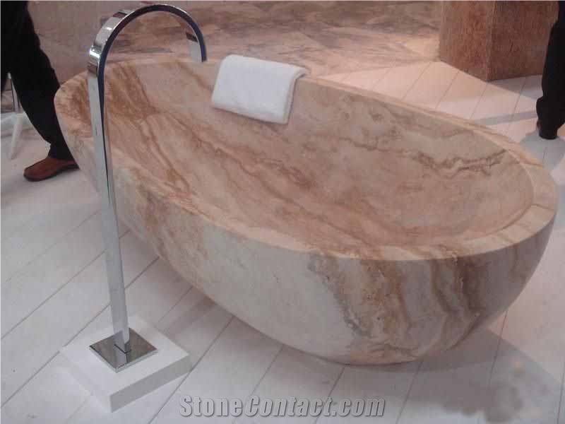 High Quality Oval Shape Red Marble Stone Bathtub