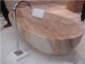 High Quality Oval Shape Red Marble Stone Bathtub