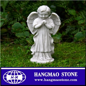 Lovely Small Western Style Little Life Size Marble Angel White Statue
