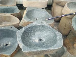 Outside Split Inside Polished China Dark Grey G654 Granite Wash Basins
