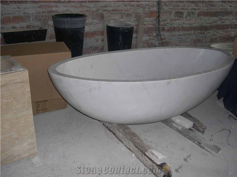 Oval White Marble Natural Stone Bathtub for Sale