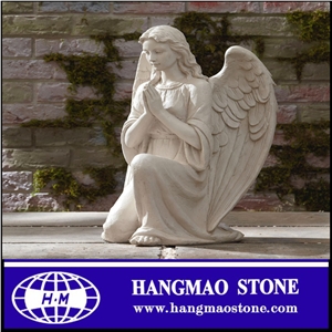 Western Style Garden Decorative Stuates Angel Statues with High Quality White Marble Carving