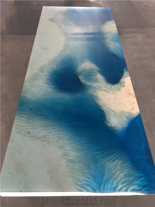 Mirro Treatment Travertine Table Top,Resin Adhesive Counter Tops from