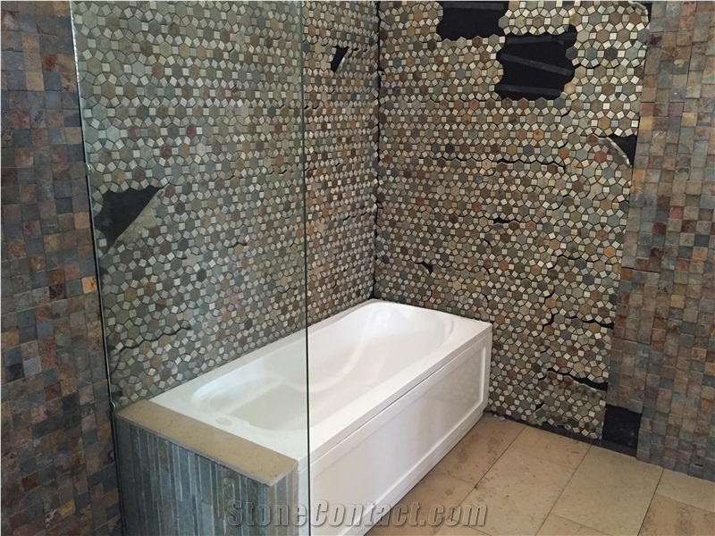 Slate Mosaic, Bathroom Slate Mosaic Tile, Slate Shower Surround Panels