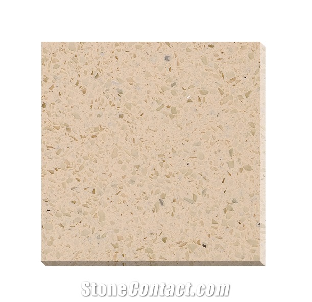 Beige Artificial Quartz Slabs, Quartz Stone Slab Tile Natural Calacatta Quartz Stone