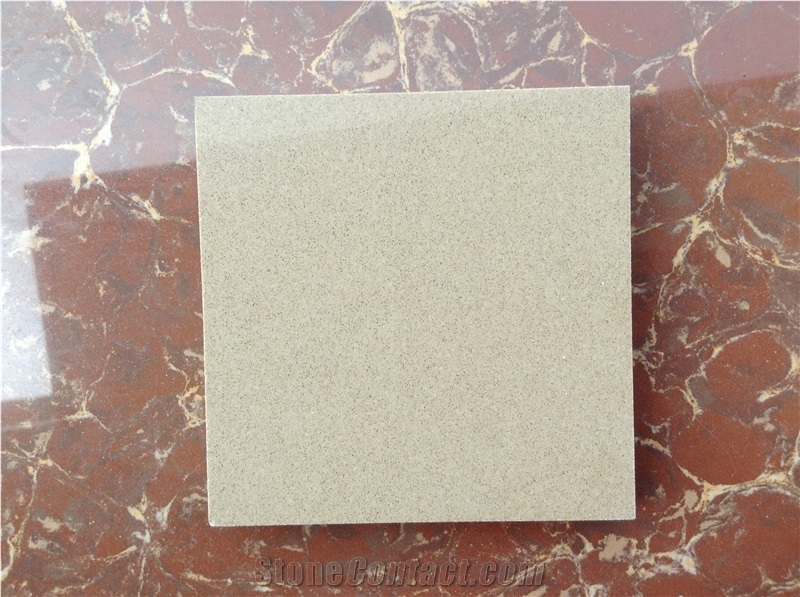 Beige China Quartz Tile, Engineered Stone Flooring, for Wall Direct from Factory