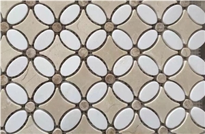 Best Selling Of China Natural Polished Pure White ,Dark Emperador and Crema Marfil Mosaic Tiles for Bathroom Walling and Interior Decor