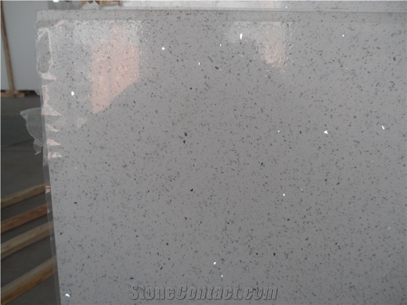 China Grey Quartz Stone Tiles Slabs Shinning Glass Spot, Superior Gray Engineered Stone Silestone, Artificial Stone Tiles for Walling & Floor Covering & Kitchen Bathroom