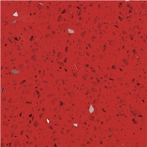 China Man-Made Popular Polished Crystal Red , Star Red Quartz Slabs & Tiles for Usa Market ,Countertops ,Vanity Tops , Bar Tops Using