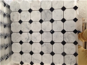 China Mosaic Tile Mixed with Carrara white marble And Black Marble, Hexagon Mosaic For Wall & Flooring   