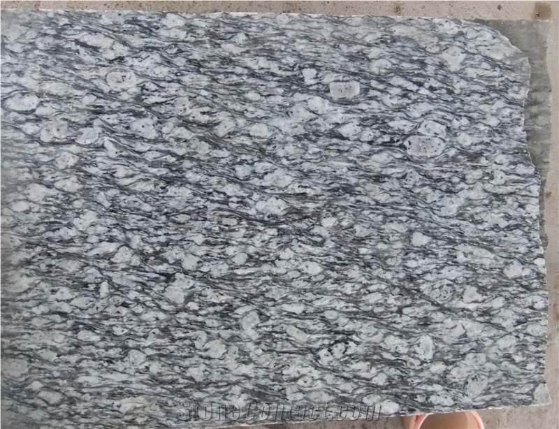 China Natural Stone Spray White Granite Big Slab,Polished White Wave Cheap Stone, Sea Wave Flower Granite Tile for Wall Cladding