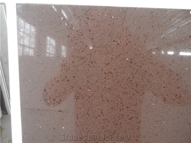 Coffee Brown Star Sparkle Quartz Big Slab, China Factory Engineered Stone for Wall & Flooring, Crystal Glass Mirror Stone Quartz on Sales