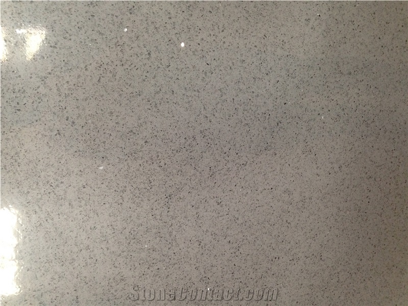 Grey Crystal Quartz Stone Big Slab, China Artificial Quarzt Stone with Good Price, Sparkle Surface, Glass Mirror Quartz