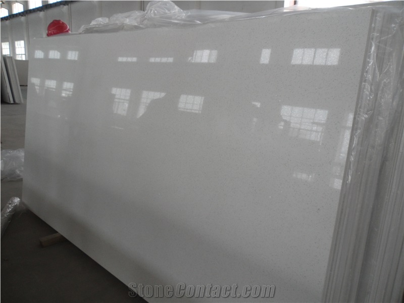 High Quality China Made Engineered Stone -New Silver White Quartz stone big slabs for solid surface -USA Market 