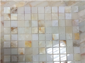 High Quality Polished Iran White Onyx Stone Mosaic for Luxury Hotel ,Home Bathroom Wall Decor