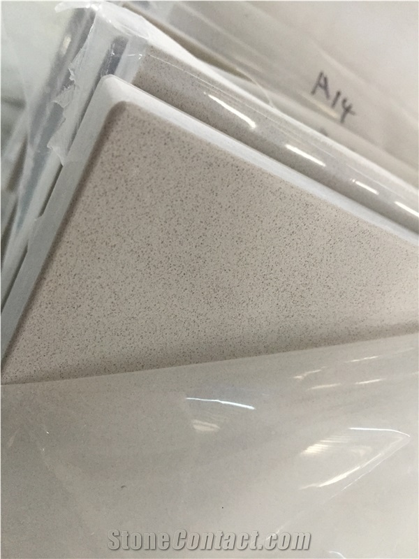 Light Grey Quartz Countertop, Quartz Stone Vanity Top, for Bathroom, China Artificial Quartz Stone