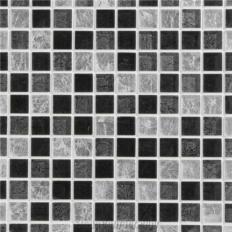 Popular China Grey Glass Mixed Mosaic Tile with Beautiful Patterns for Interior Wall Decor ,Swimming Pool Used in Usa ,Canada