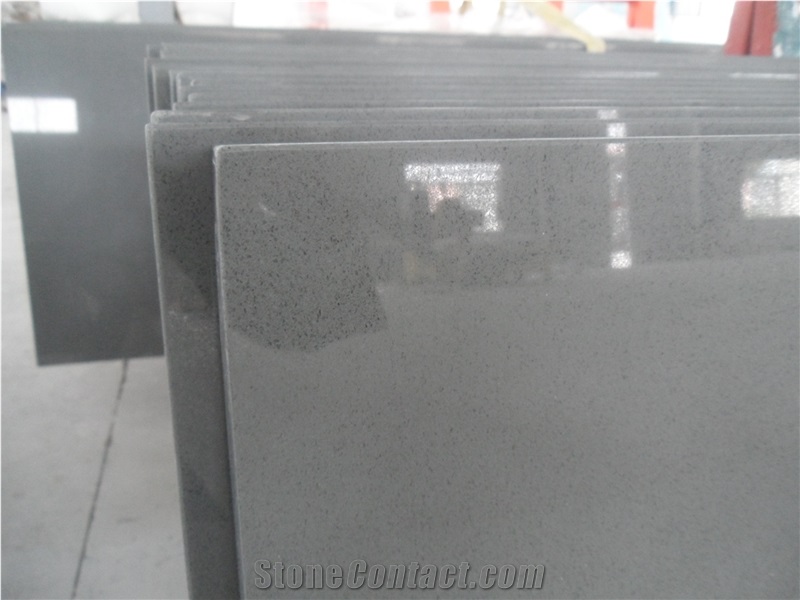 Popular China Man Made Engineered Stone Light Pearl Grey Quartz Countertops, Solid Surface