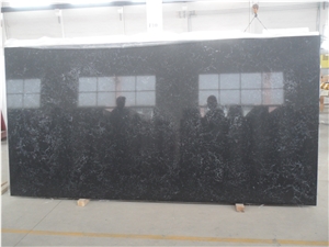 Pure Black Quartz Stone Big Slab, Big Quantity Stock, China Engineered Quartz Tile Use for Kitchen Top and Bathroom Top, China Black Flower Design Quartz