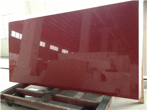 Shining Dark Red Quartz Stone Slab, China Sparkle Engineered Stone Slab,Artificial Stone,Solid Surface Top Silestone for Kitchen & Bathroom
