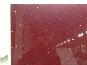 Shining Red Quartz Stone / Sparkle Red Quartz / Quartz Stone Slab Tiles / Solid Surfaces for Tabletops Resistant to Stains / Heat / Scratch / Acid / Bacteria Engineered Stone Artificial