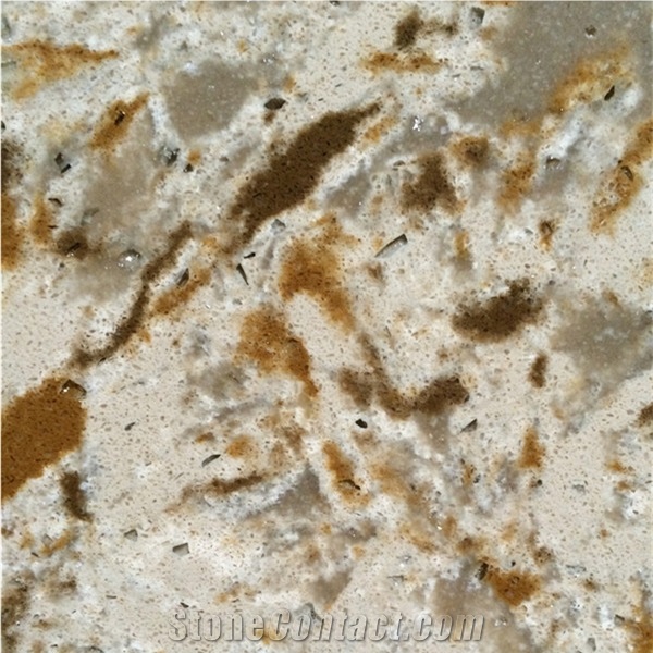 TS-V007 Beige& White Quartz Tiles&Slabs Of China Stone,Use as Kitchen Countertop,Bathroom Vanity, Bathtub,Bar Top