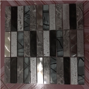 Very Popular China Glass , Metal and King Flower Marble Mosaic Tiles for Usa and Canad Market and Bathroom Using