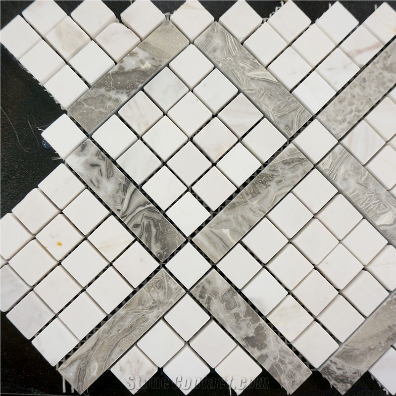 White Mable Mosaic Tile, China Mosaic Factory, Square Shape Mosaic Stone, Hot Sell Mosaic Deign