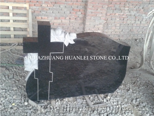 Absolute Black Granite Monument, Hebei Black Granite Tombstone/Cross Tombstones/Cemetery Tombstones /Memorial /Gravestone
