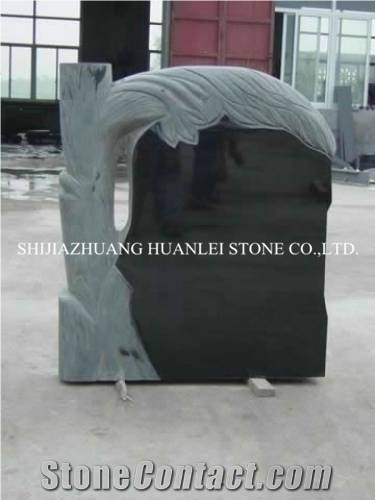 Granite Hebei Black Gravestone, Nero Assoluto China Black Granite Tombstone,Cemetery Tombstone,Gravestone,Tree Headstone,Monument Design