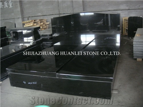 Shanxi Black Granite Tombstone & China Black Double Monuments, Hebei Black Gravestone ,Westen Style Memorial,Headstone, Best Price, Supreme Quality
