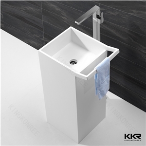 Artificial Stone White Polished Bathroom Pedestal Basins for Sales