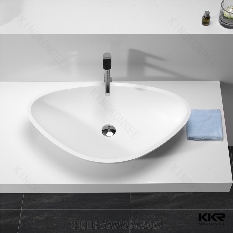 Bathroom Corner Small Oval Wash Bowls Vessel Solid Surface Acrylic