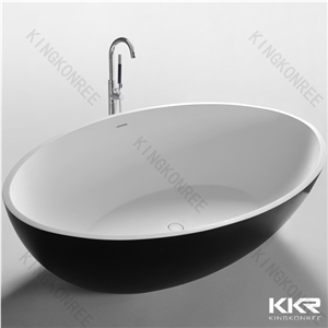 Black and White Small Japanese Bathtub in Solid Surface Material